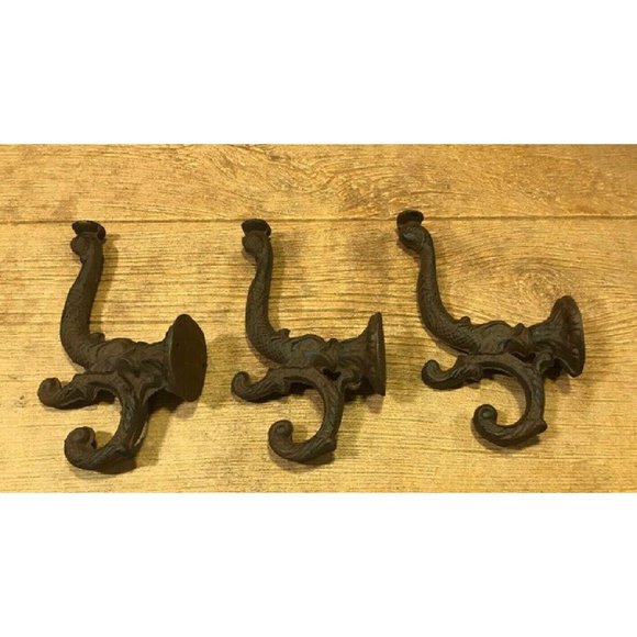 One (1) Cast Iron Chinese Dragon 8" Wall Hook Dolphin Wall Hooks 0170-01204 R - Picture 8 of 12